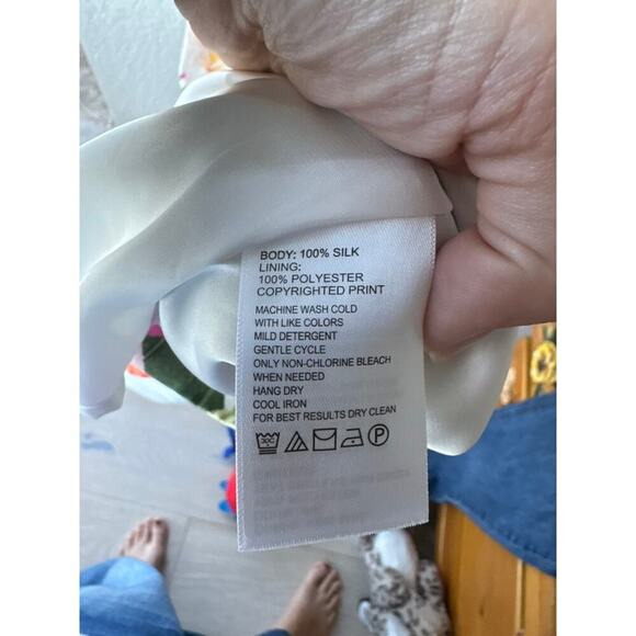 Women's Tommy Bahama 100% Silk Sleeveless Shift Dress M Tropical Floral - Picture 5 of 6